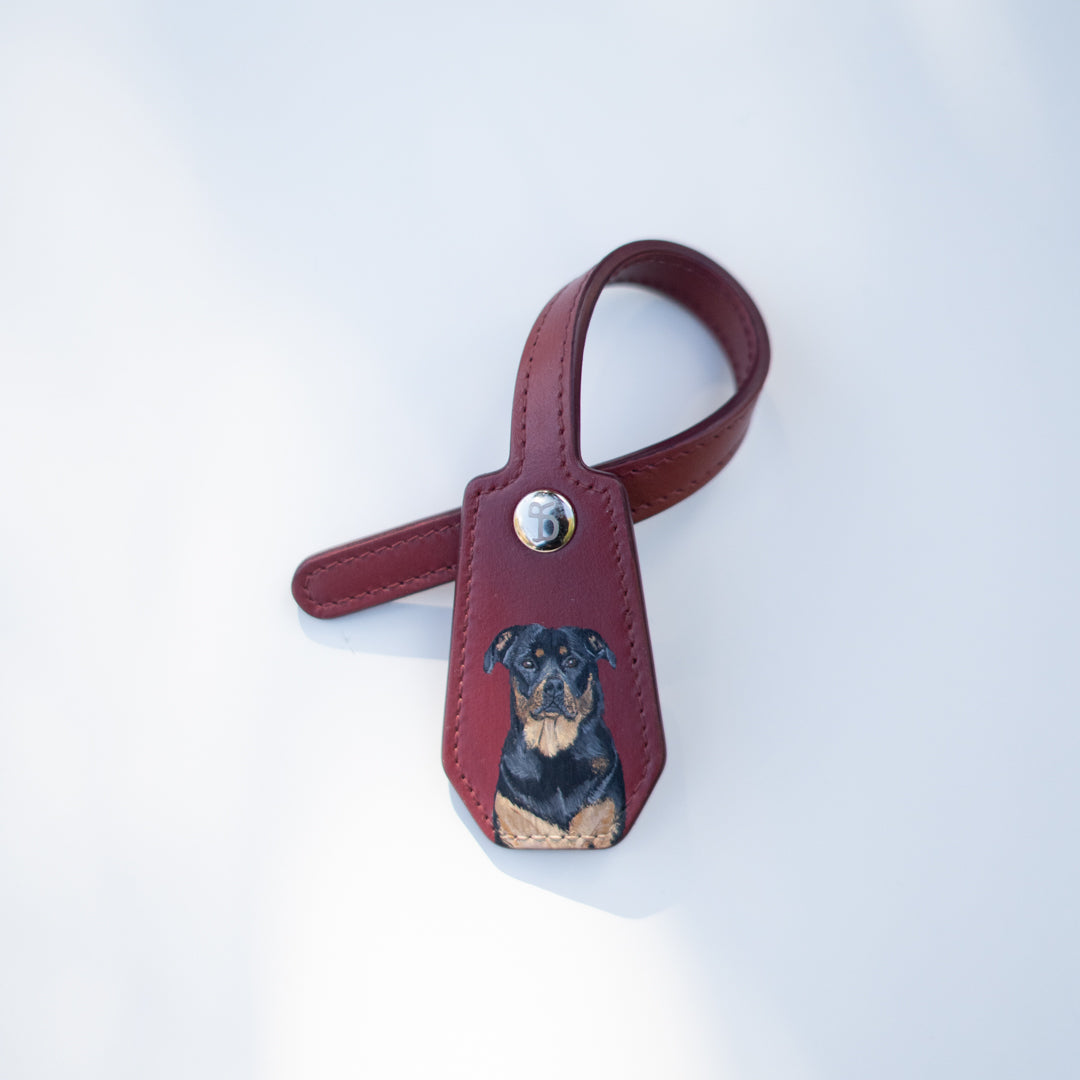 Pet Name Leather Charm - Dark Red