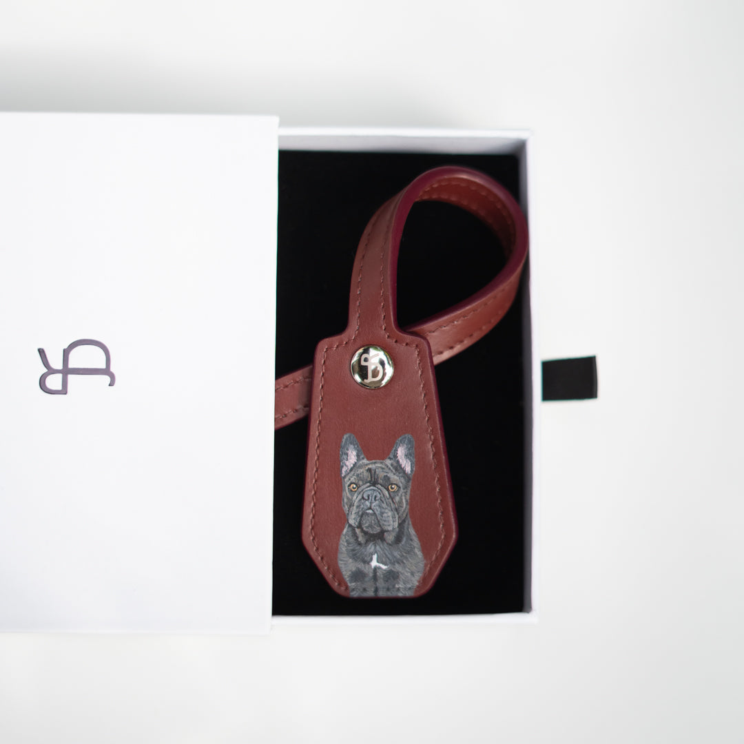Pet Leather Charm - Dark Red