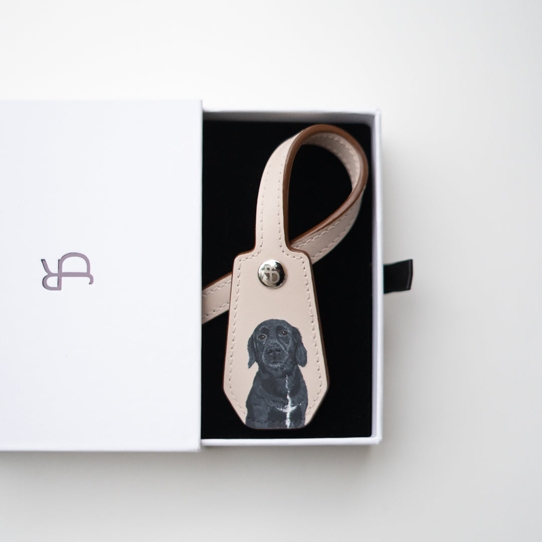 Pet Leather Charm - Beige