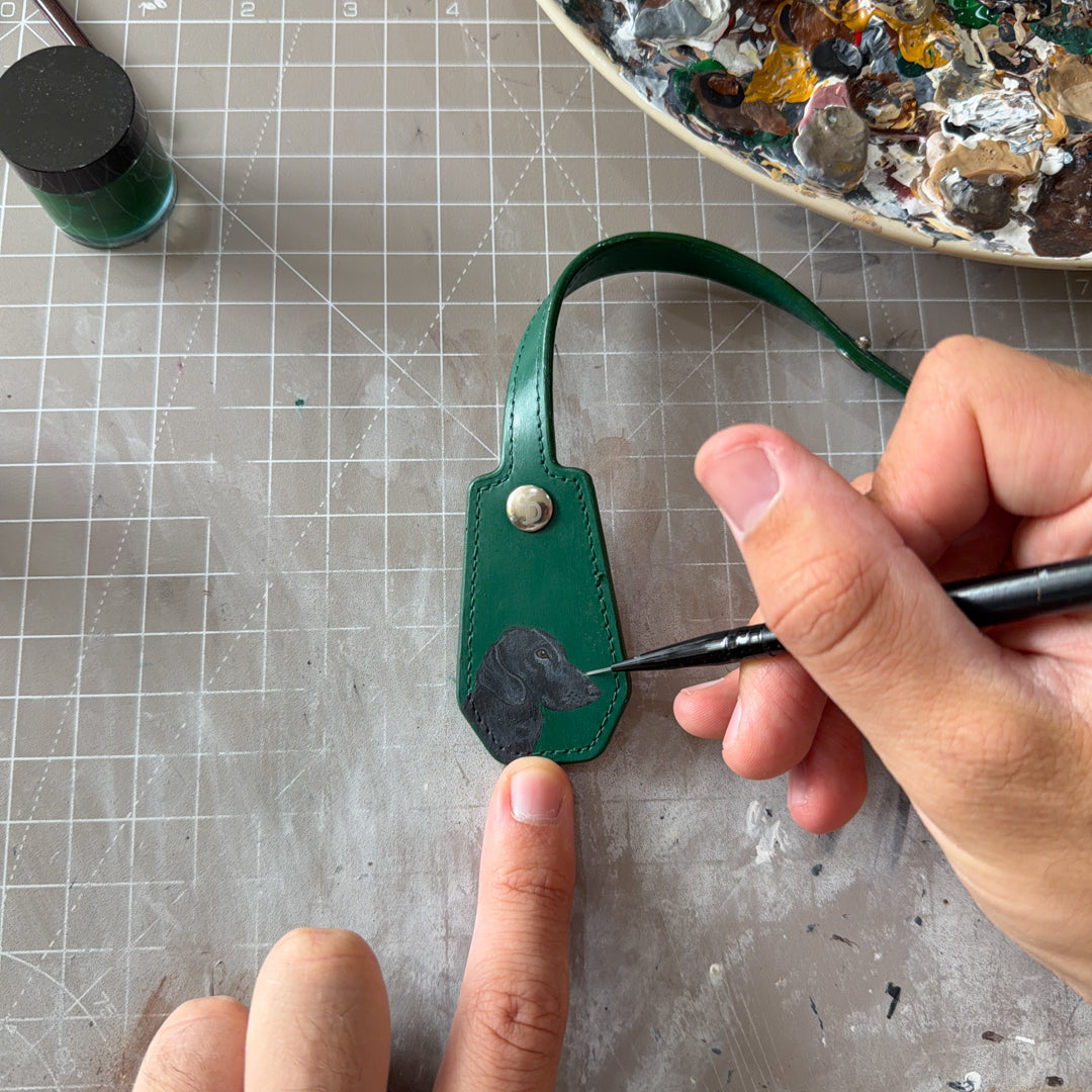 Pet Leather Charm - Green
